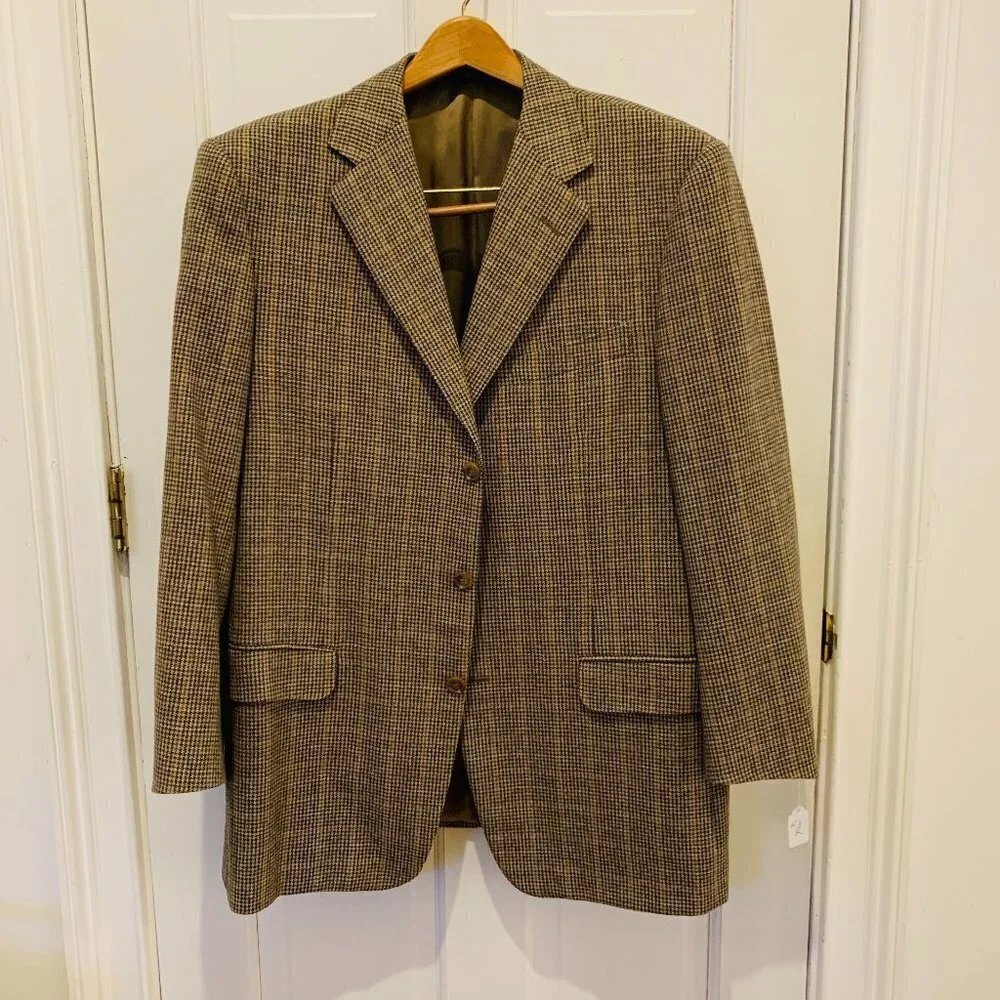 Ermenegildo Zegna Trofeo Tweed Wool Blend EU 54 Sport Coat Blazer Size Large